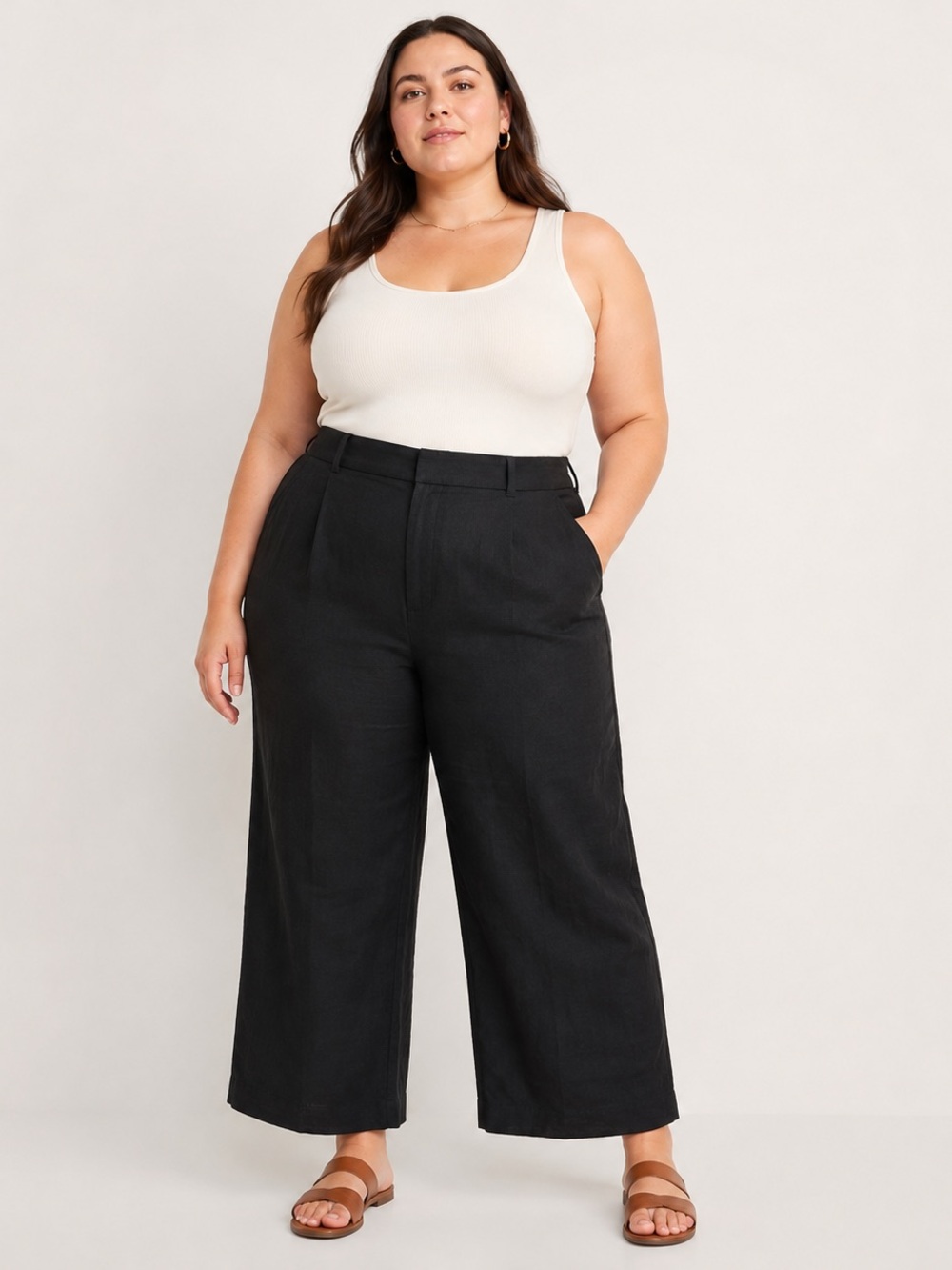 Old Navy Taylor Wide Leg Trouser XXL Black Linen Blend Extra High Rise